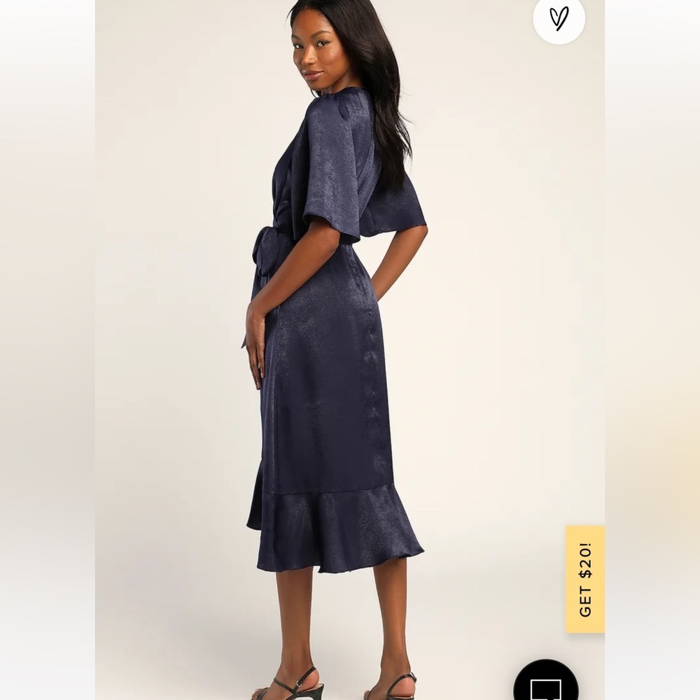 Lulu's Navy Wrap Dress​ - Picture 3 of 10